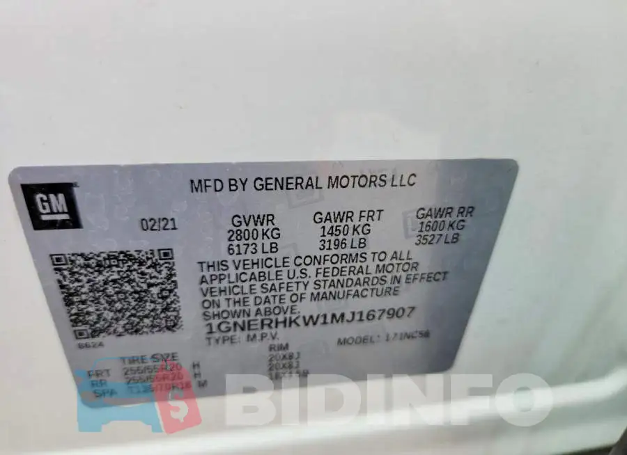 1GNERHKW1MJ167907 Photo# 13