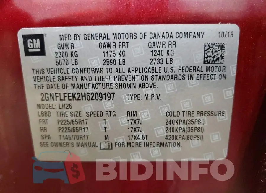 2GNFLFEK2H6209197 Photo# 13