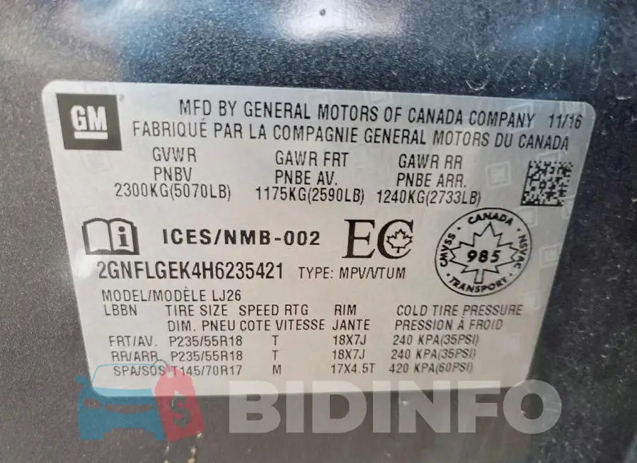 2GNFLGEK4H6235421 Photo# 14