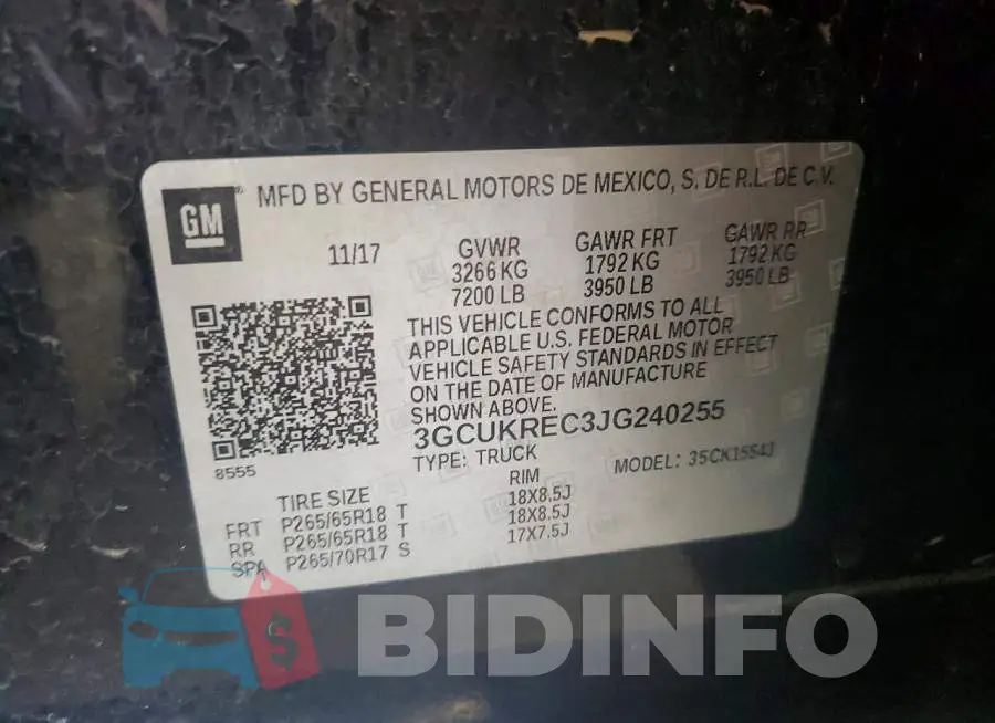 3GCUKREC3JG240255 Photo# 12
