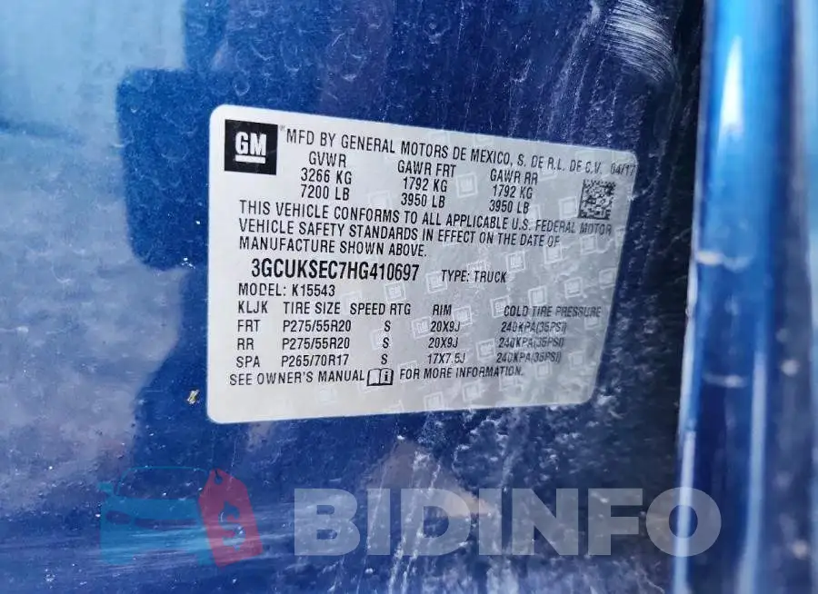 3GCUKSEC7HG410697 Photo# 12