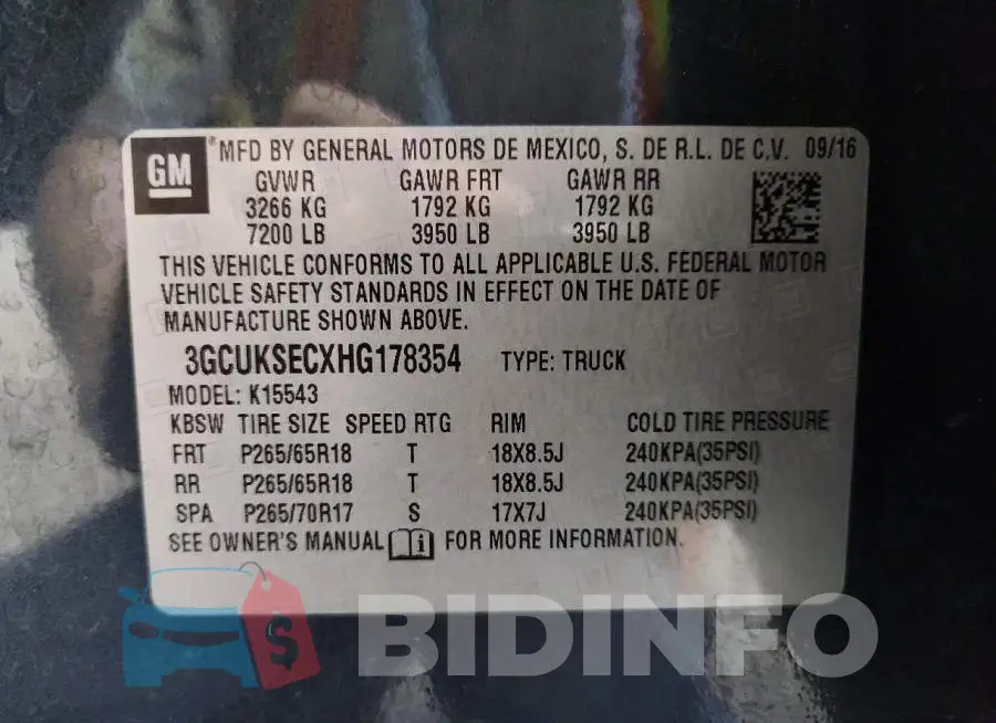 3GCUKSECXHG178354 Photo# 13