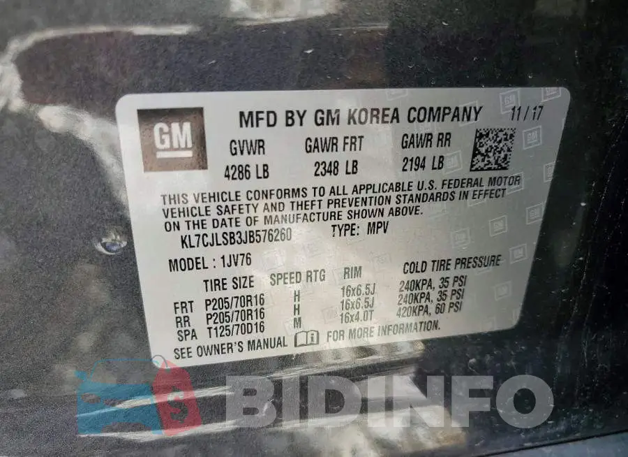 KL7CJLSB3JB576260 Photo# 12
