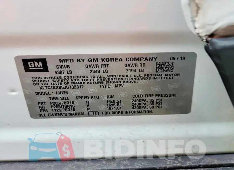 KL7CJNSB5JB732312 Photo# 13