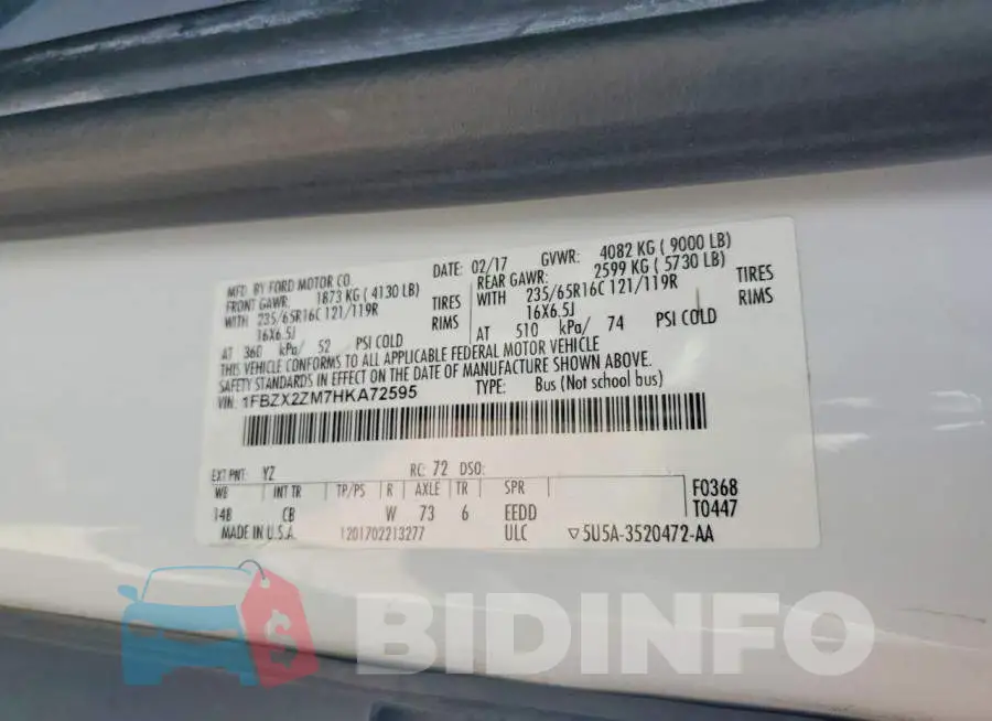 1FBZX2ZM7HKA72595 Photo# 13