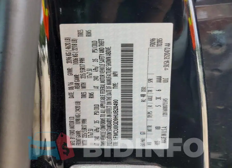 1FMCU0GD9HUB28490 Photo# 13