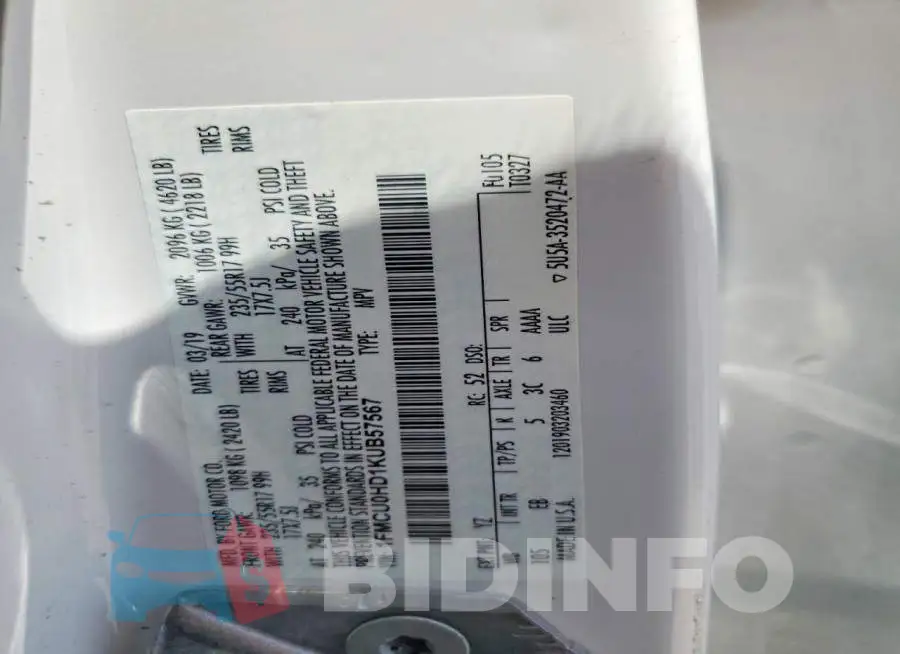 1FMCU0HD1KUB57567 Photo# 13