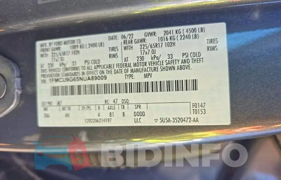 1FMCU9G65NUA89009 Photo# 10