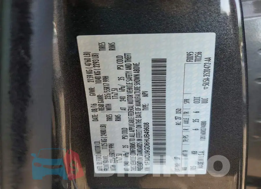 1FMCU9GD6HUB49608 Photo# 13