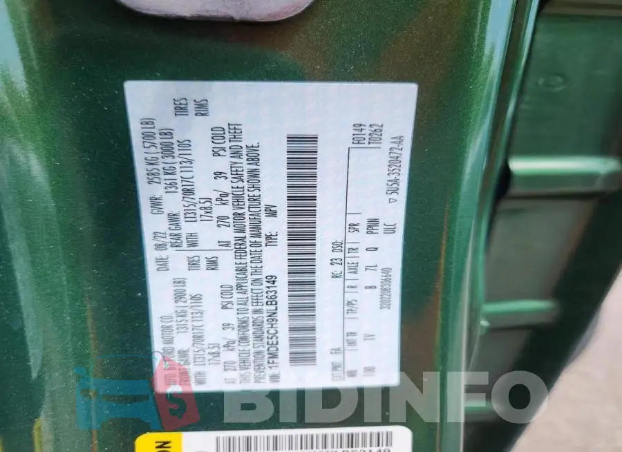 1FMDE5CH9NLB63149 Photo# 12