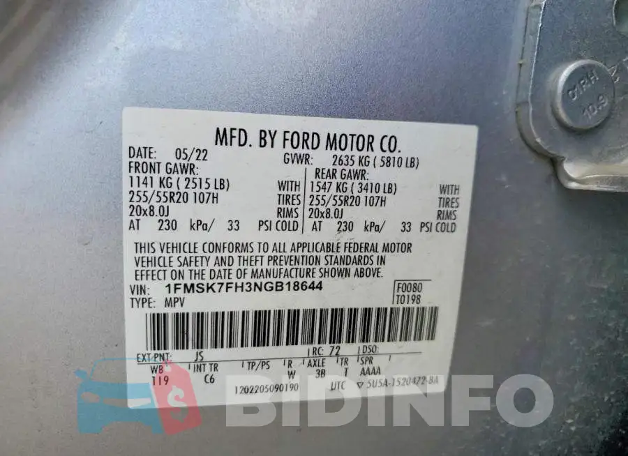 1FMSK7FH3NGB18644 Photo# 13