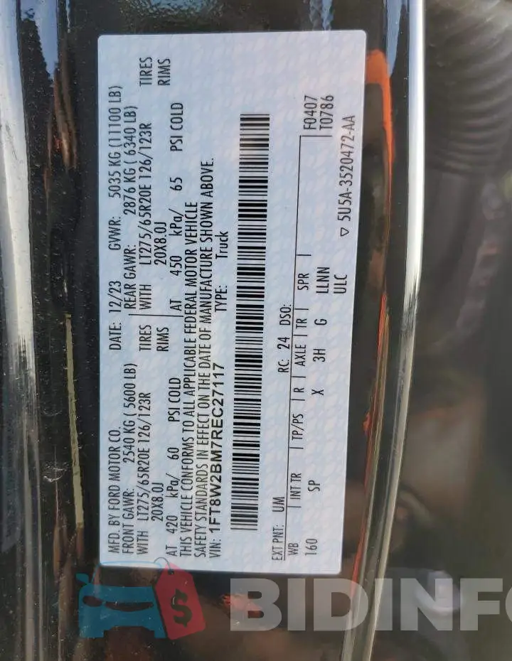 1FT8W2BM7REC27117 Photo# 12