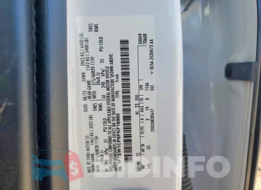 1FTEW1CP8PKF18990 Photo# 12