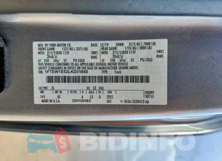 1FTEW1E52LKD31850 Photo# 12