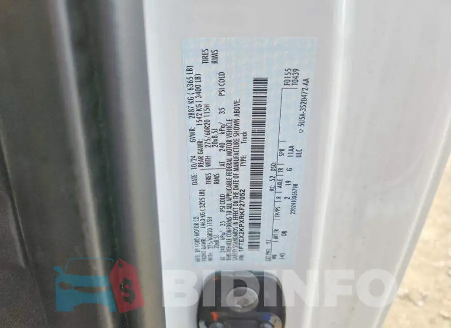 1FTEX2KPXRKF27052 Photo# 12