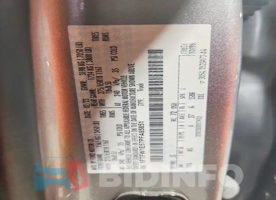 1FTFW1E57PFA85851 Photo# 12