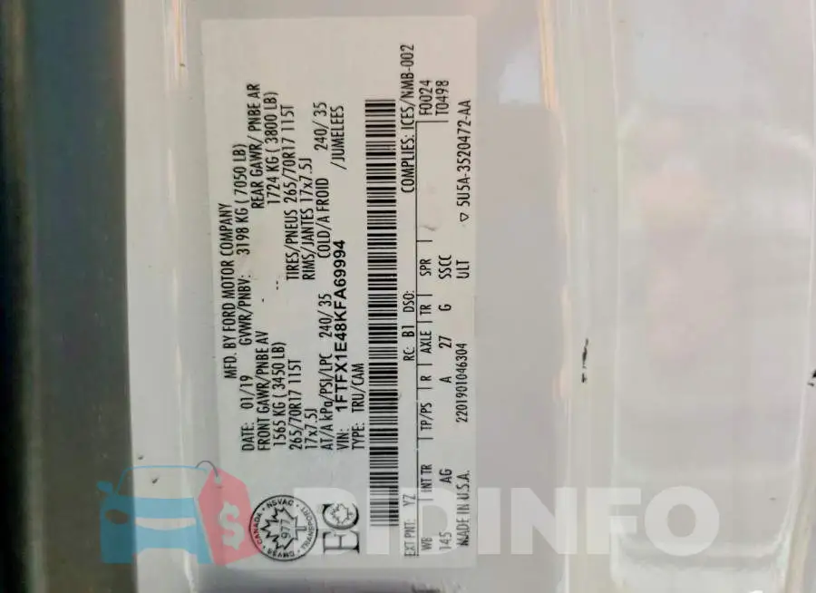 1FTFX1E48KFA69994 Photo# 13