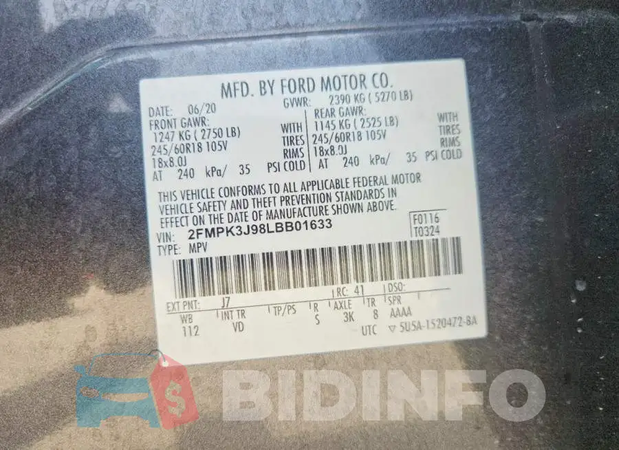 2FMPK3J98LBB01633 Photo# 12