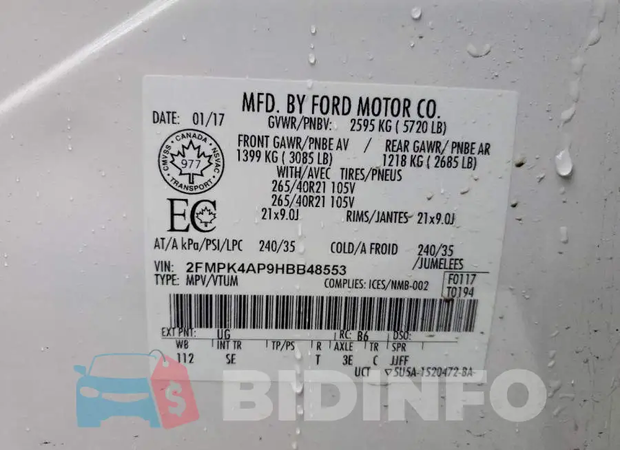 2FMPK4AP9HBB48553 Photo# 12