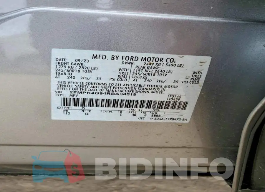 2FMPK4G94RBA34518 Photo# 13