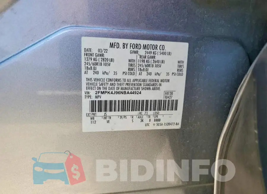 2FMPK4J96NBA44924 Photo# 12