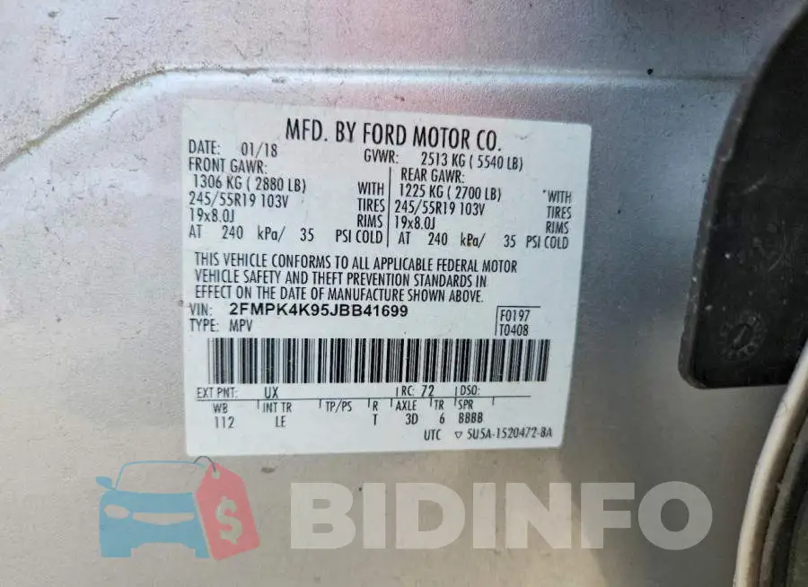 2FMPK4K95JBB41699 Photo# 13