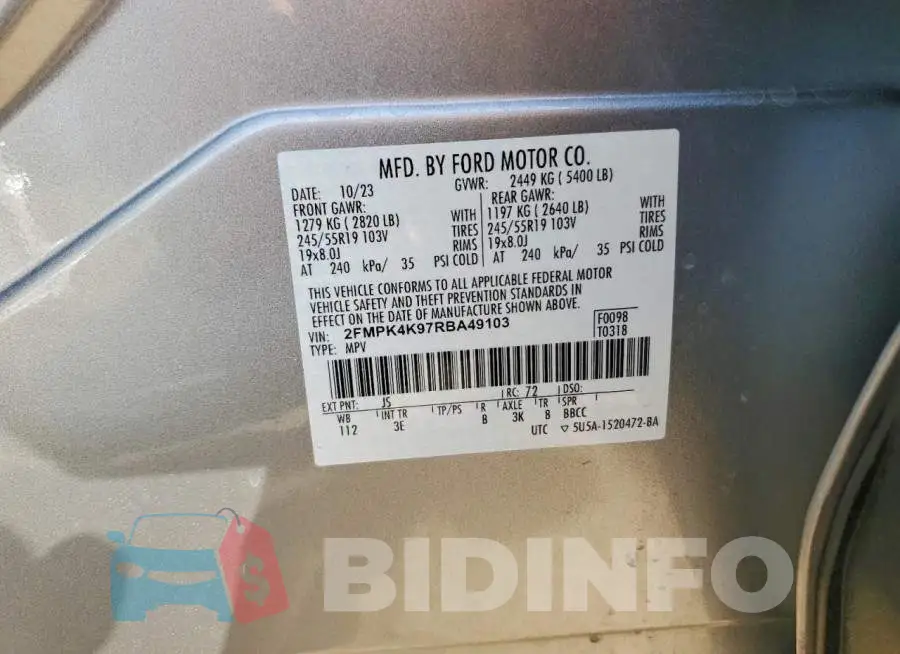 2FMPK4K97RBA49103 Photo# 13