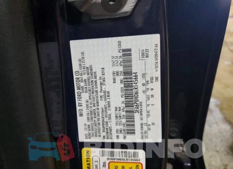 3FA6P0HD6LR145664 Photo# 12