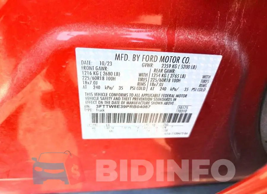 3FTTW8E39PRB04087 Photo# 13