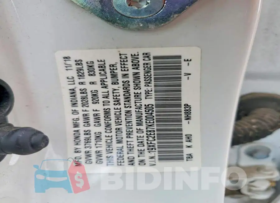 19XFC2E87KE004505 Photo# 12