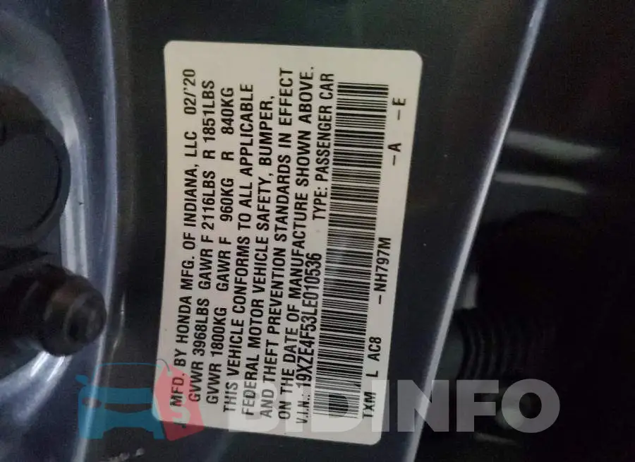 19XZE4F53LE010536 Photo# 12