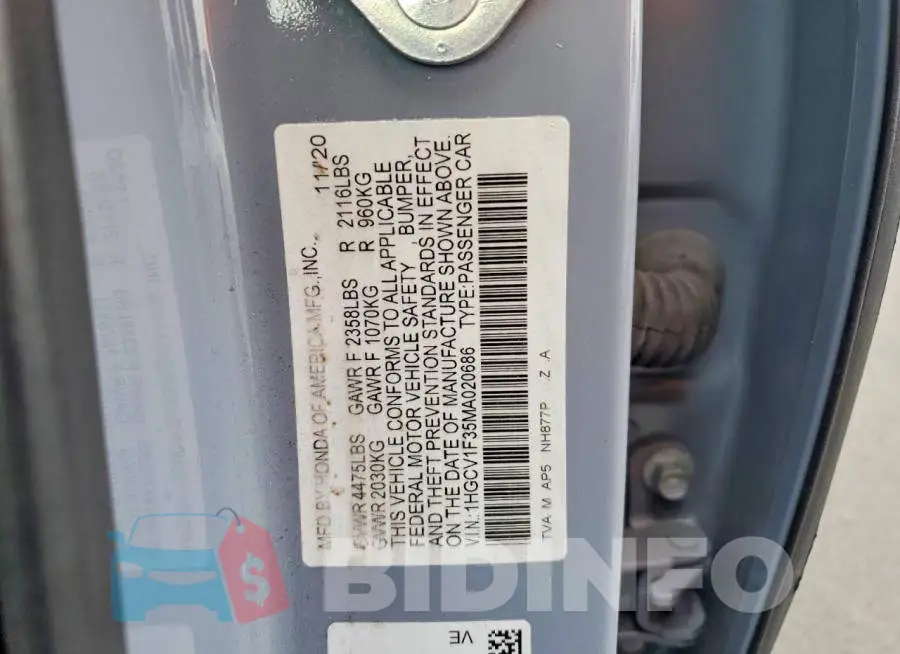 1HGCV1F35MA020686 Photo# 13
