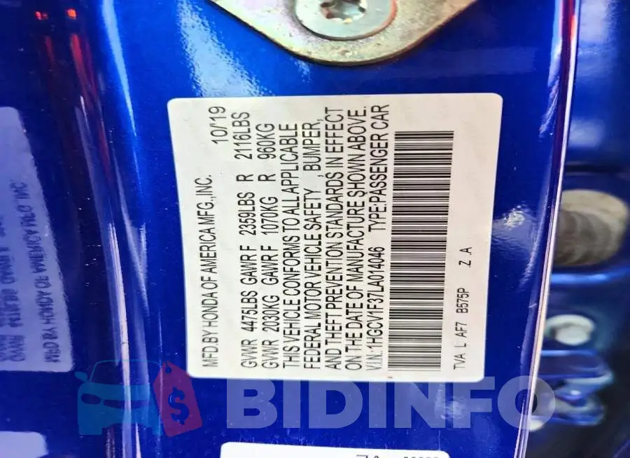 1HGCV1F37LA014046 Photo# 12