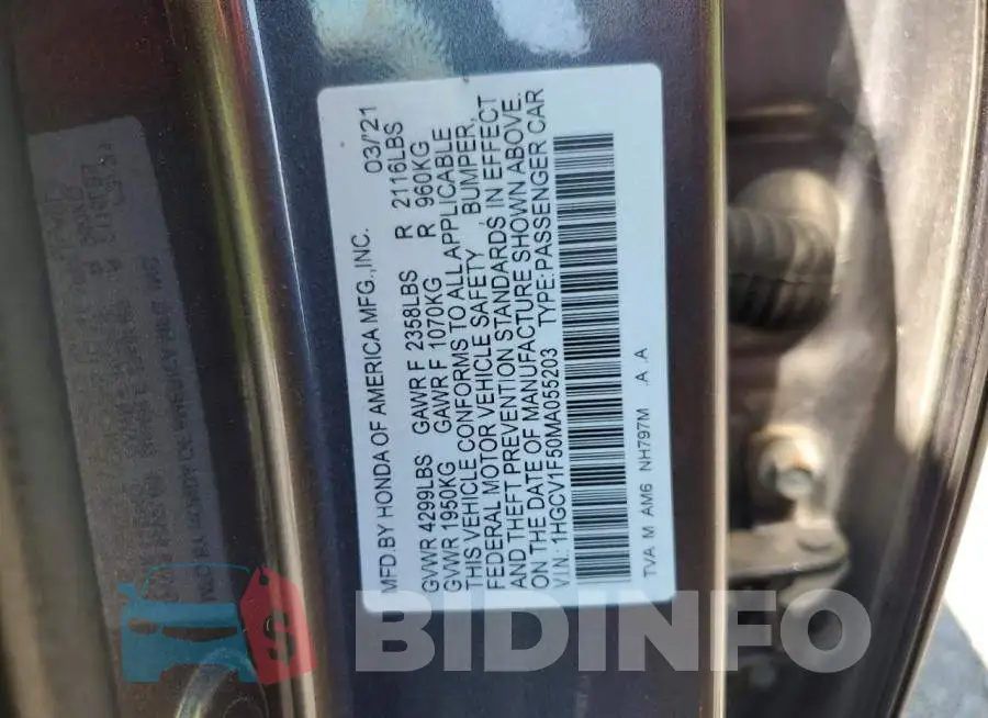 1HGCV1F50MA055203 Photo# 12