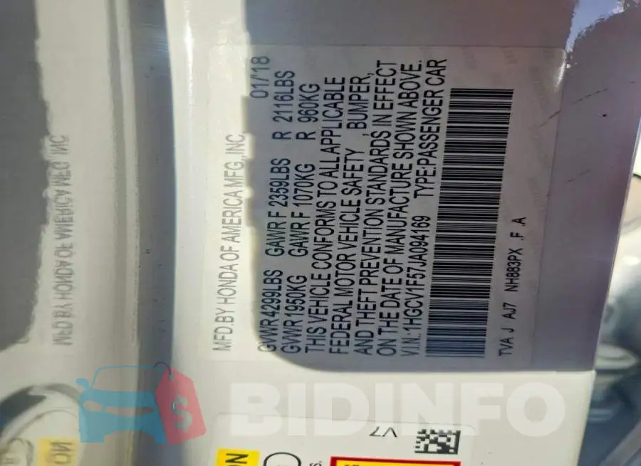 1HGCV1F57JA094169 Photo# 13