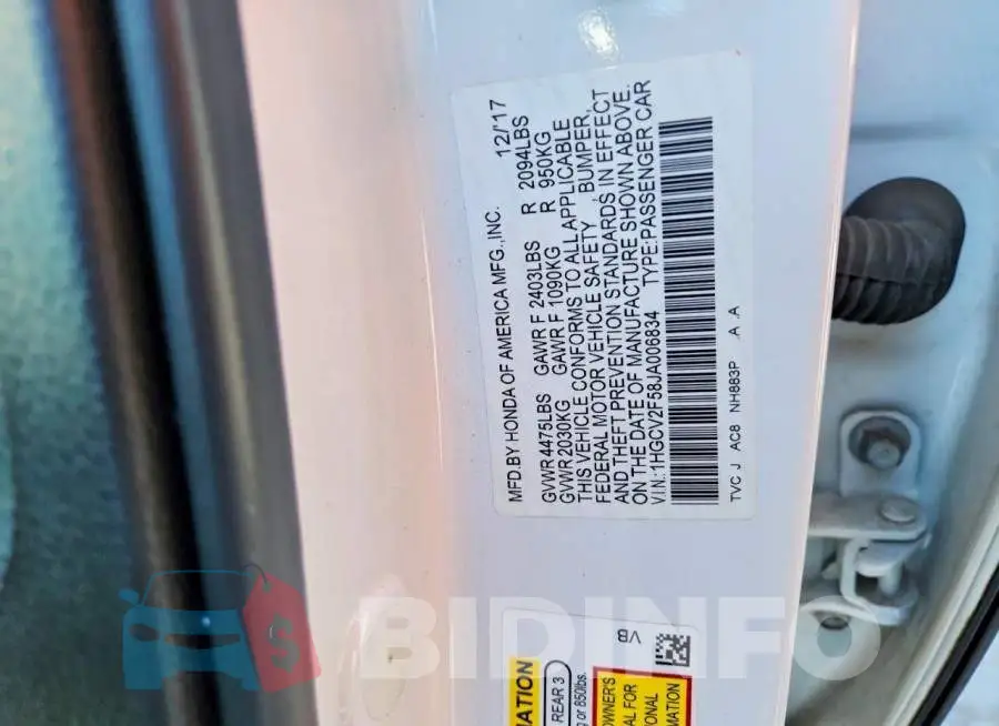 1HGCV2F58JA006834 Photo# 12