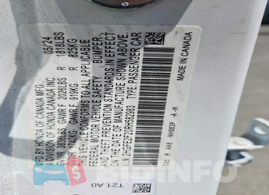 2HGFE2F20RH582983 Photo# 12