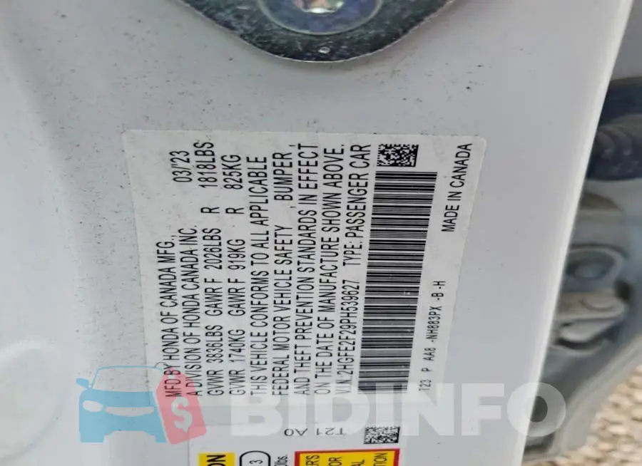 2HGFE2F29PH539627 Photo# 12