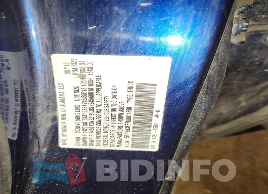 5FPYK3F67HB011690 Photo# 12