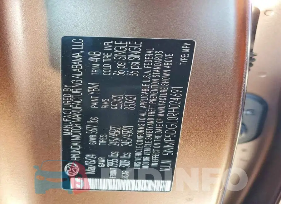 5NMP5DGL0RH024691 Photo# 13