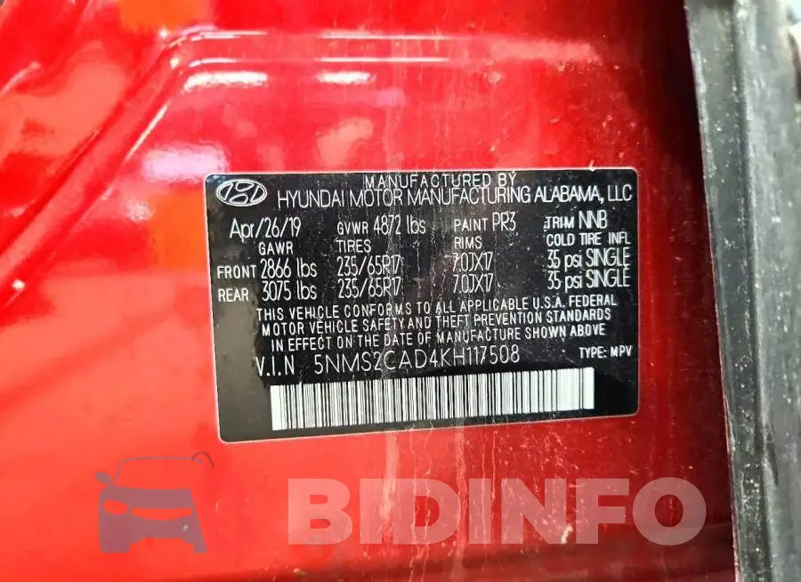 5NMS2CAD4KH117508 Photo# 13