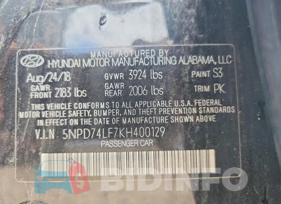 5NPD74LF7KH400129 Photo# 12