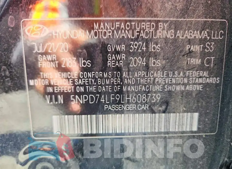5NPD74LF9LH608739 Photo# 13
