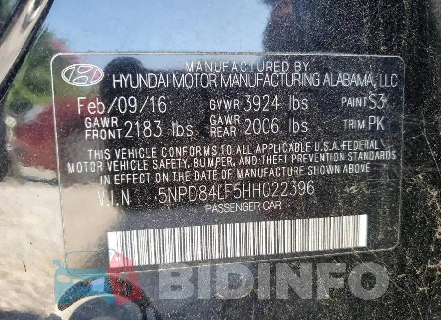 5NPD84LF5HH022396 Photo# 12