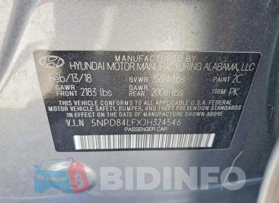 5NPD84LFXJH324546 Photo# 12