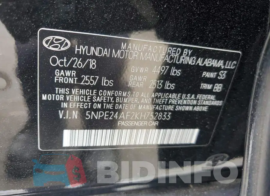 5NPE24AF2KH752833 Photo# 12