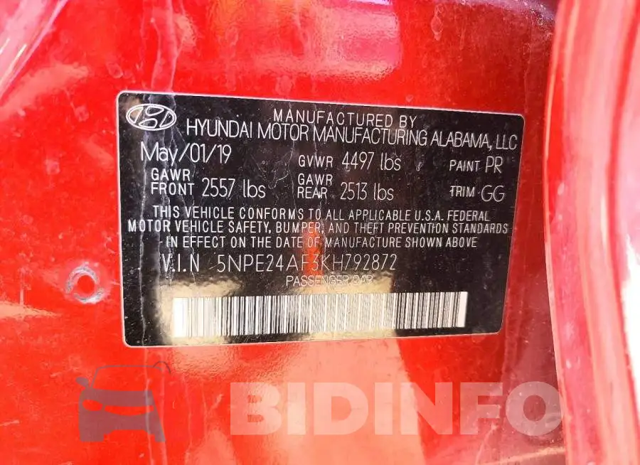 5NPE24AF3KH792872 Photo# 13