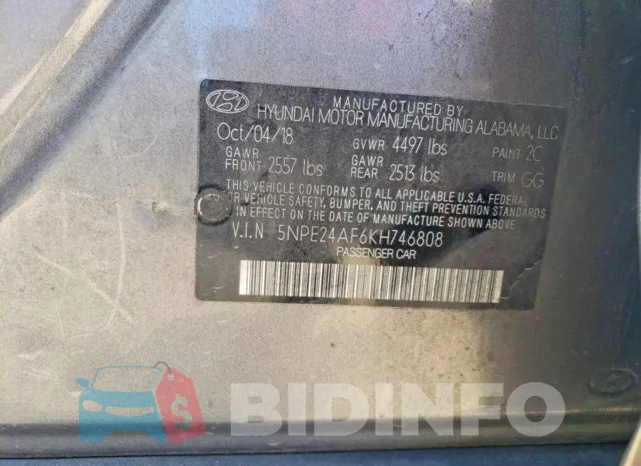 5NPE24AF6KH746808 Photo# 12