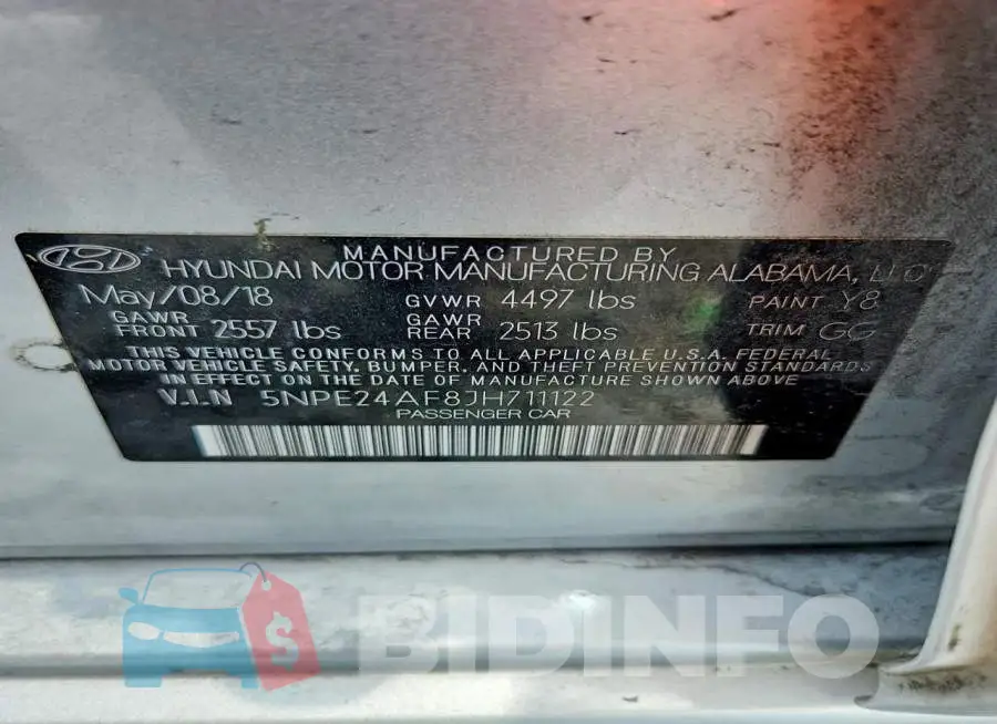 5NPE24AF8JH711122 Photo# 12