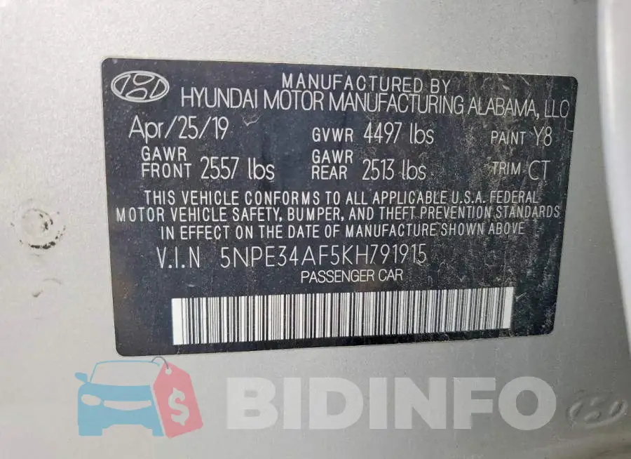 5NPE34AF5KH791915 Photo# 13